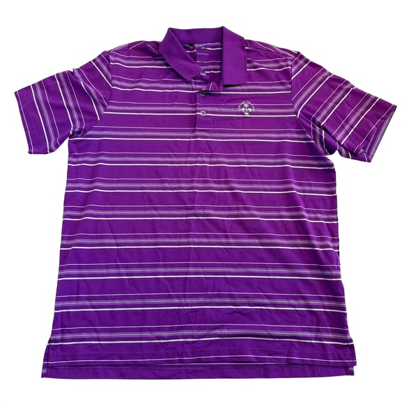 adidas Tops - Adidas Golf Puremotion Purple Striped Polo Shirt Men's Sz L Spring Island Golf